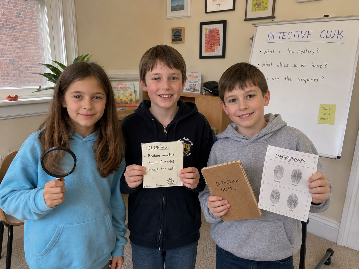 Children solving a case at The Detective Club